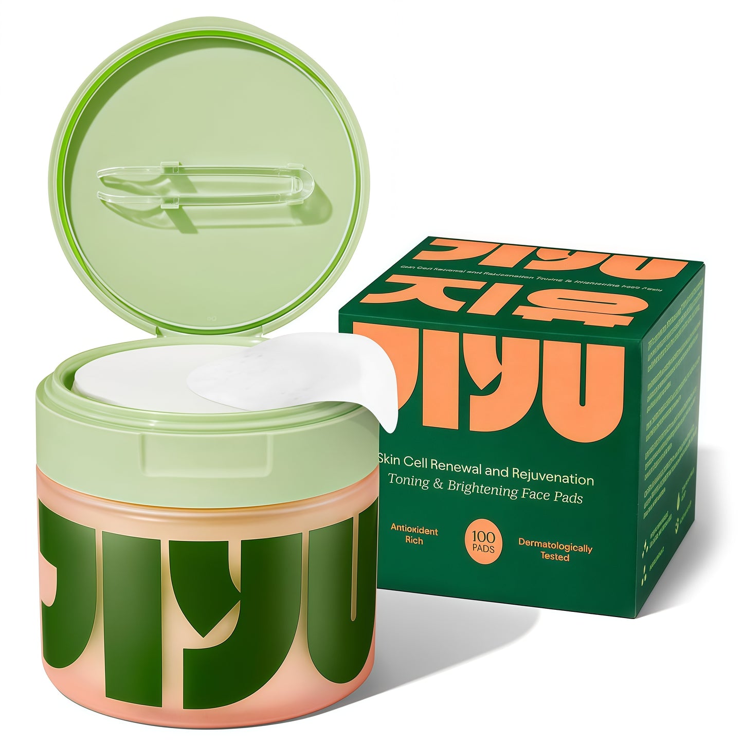JIYU Toner Pads - Korean Skincare for Dark Spots, Wrinkles & Dull Skin - Hydrating Facial Treatment with Snail Mucin, Niacinamide, Peptides & Centella - 100 Count