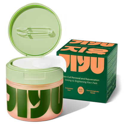 JIYU Toner Pads - Korean Skincare for Dark Spots, Wrinkles & Dull Skin - Hydrating Facial Treatment with Snail Mucin, Niacinamide, Peptides & Centella - 100 Count